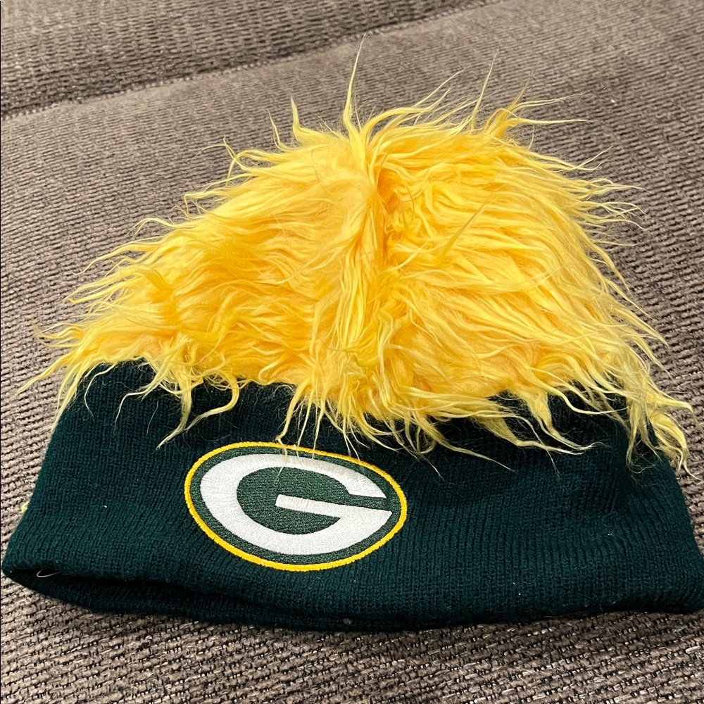 NFL Green Bay Packers Yellow and Green Fuzzy Hat